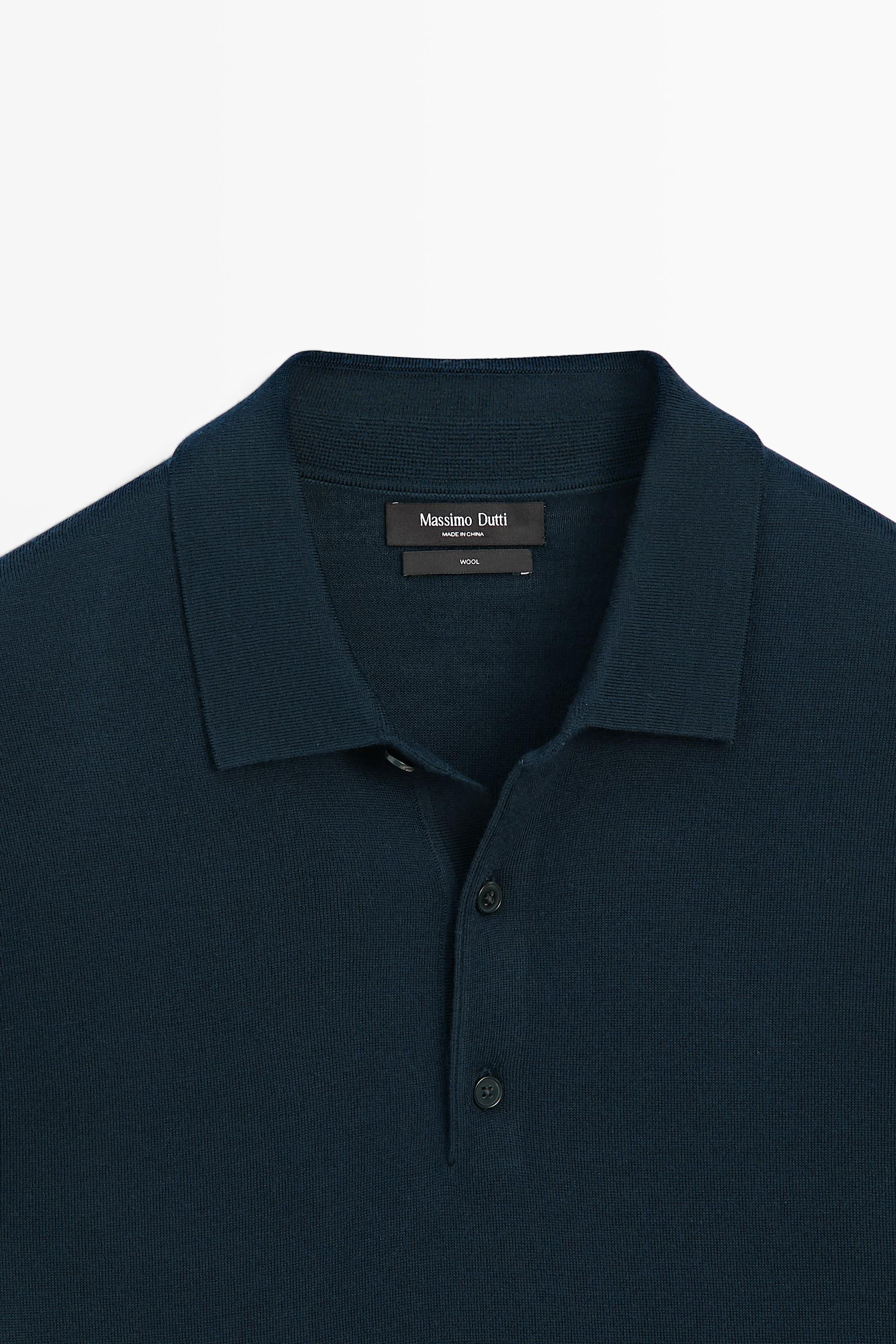 Pull polo en maille 100 % laine mérinos